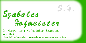 szabolcs hofmeister business card